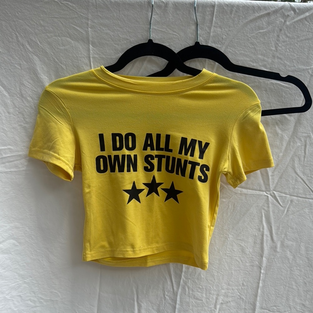 Yellow Graphic Crop Top
